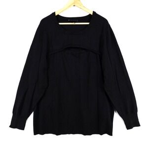 Lane Bryant Sweater 3X  Black Pullover Cutout Rayon Nylon Long Sleeve Casual